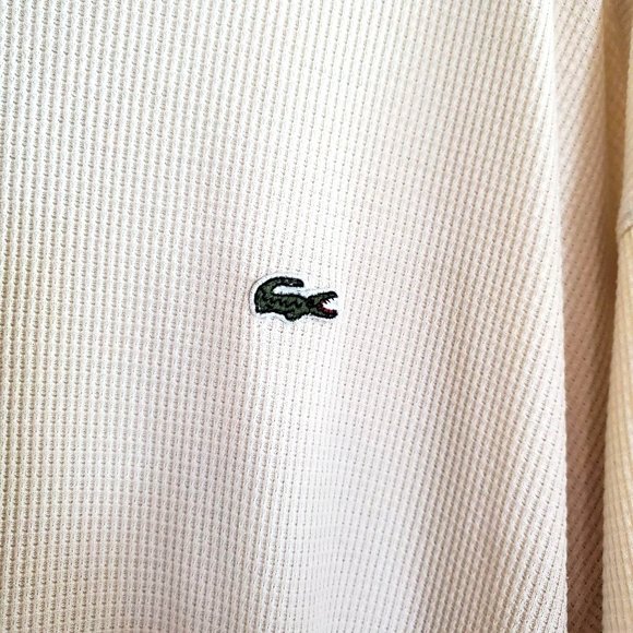 Lacoste Mens Thermal Shirt Henley  Big & Tall Short Sleeve  7 XL Cream - Picture 4 of 6